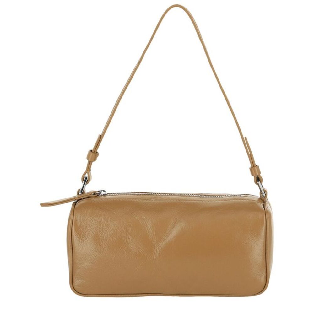 By Far Eva Creased Leather Shoulder Bag, Brown